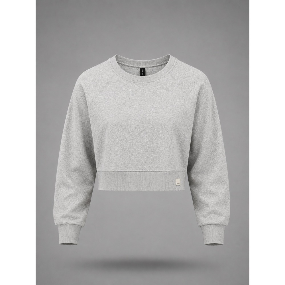 Vuori Restore Crew Sweatshirt Light Grey Heather Cropped Raglan VW241 Womens XL‎
